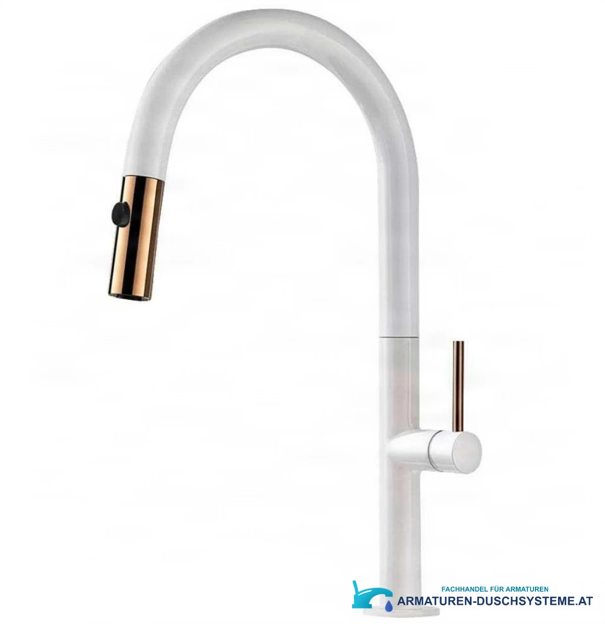 Elegante Premium-Küchenarmatur KB2132b in Weiß mit kupferfarbenen Akzenten