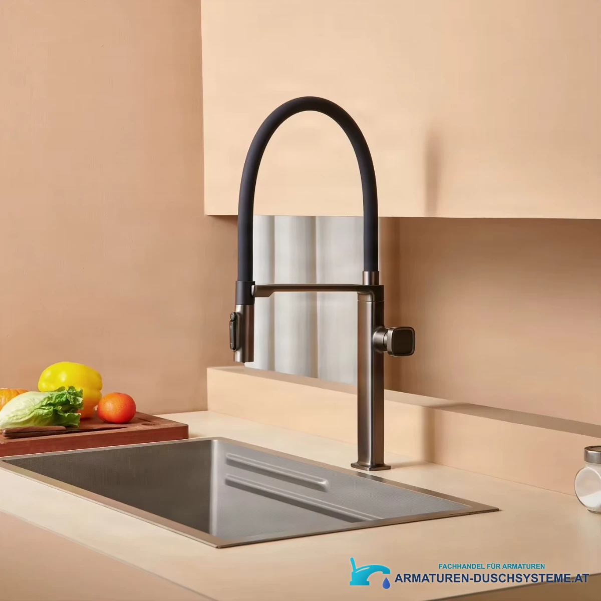 3-in-1-Küchenarmatur ELITE EDITION KF1689 in gebürstetem Graphitgrau