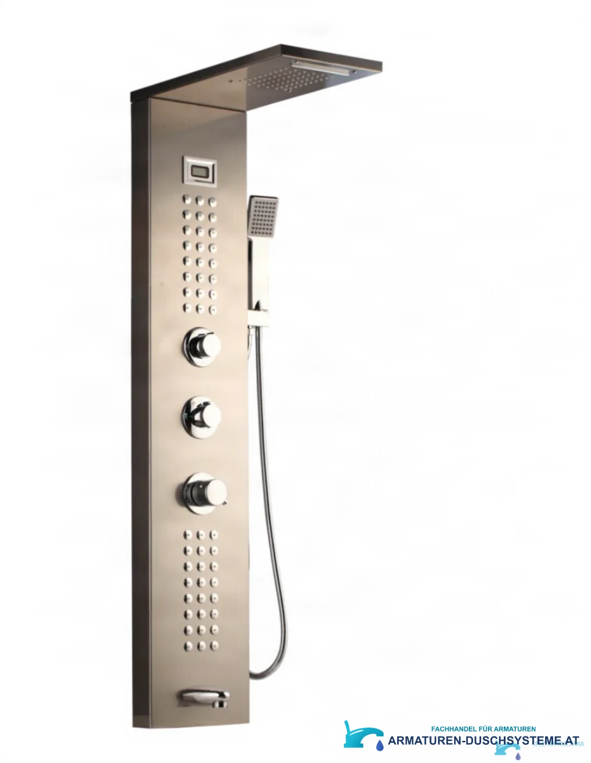 Thermostatisches Eck-Duschpaneel TP1912L – Gesamtansicht mit Massagedüsen