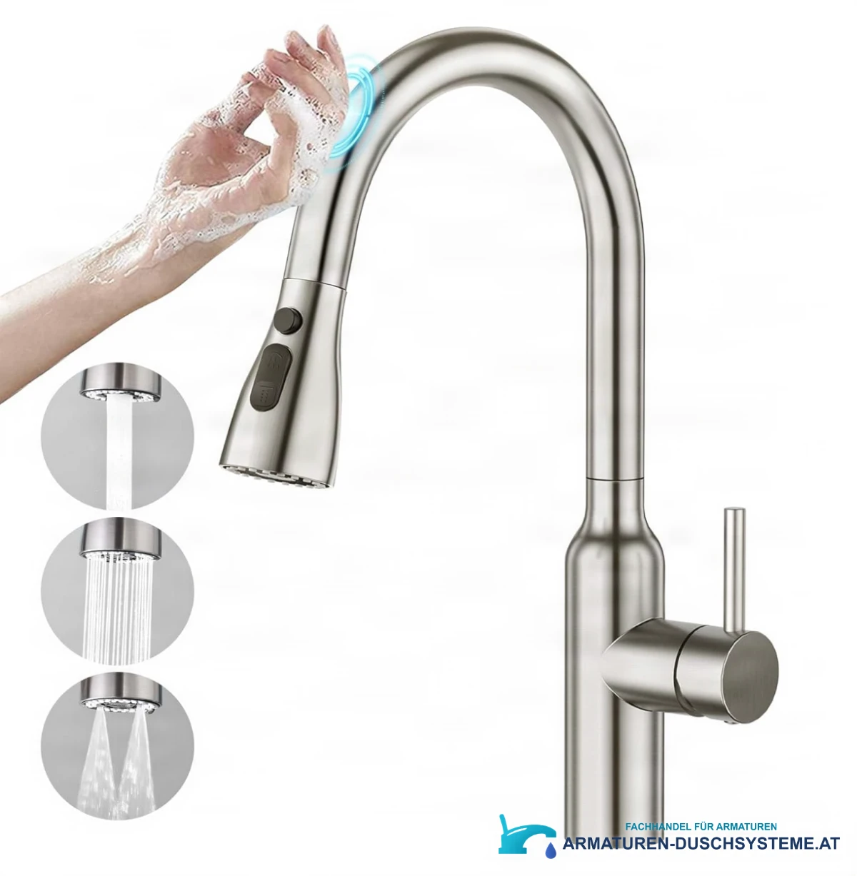 Sensor-Küchenarmatur BKS1299 in gebürstetem Silber