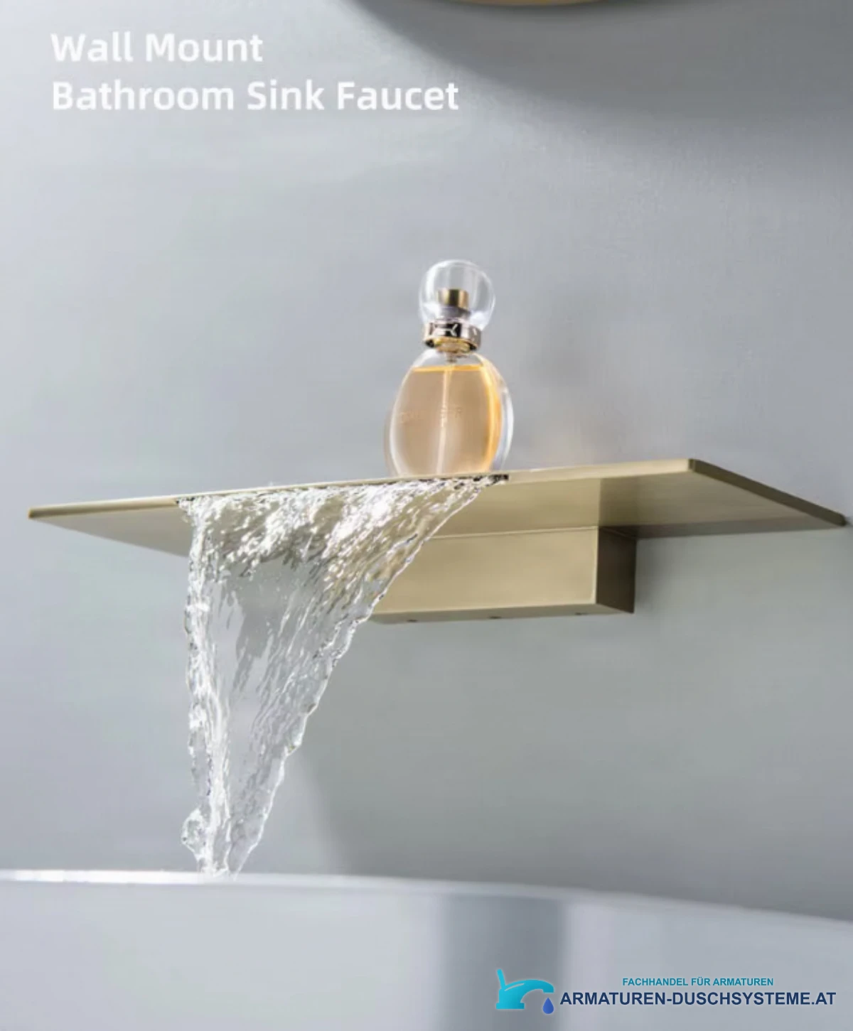 Spezifikationen Wasserfall-Wandmischer BSW1722: breiter Schwallauslauf und Wandmontage