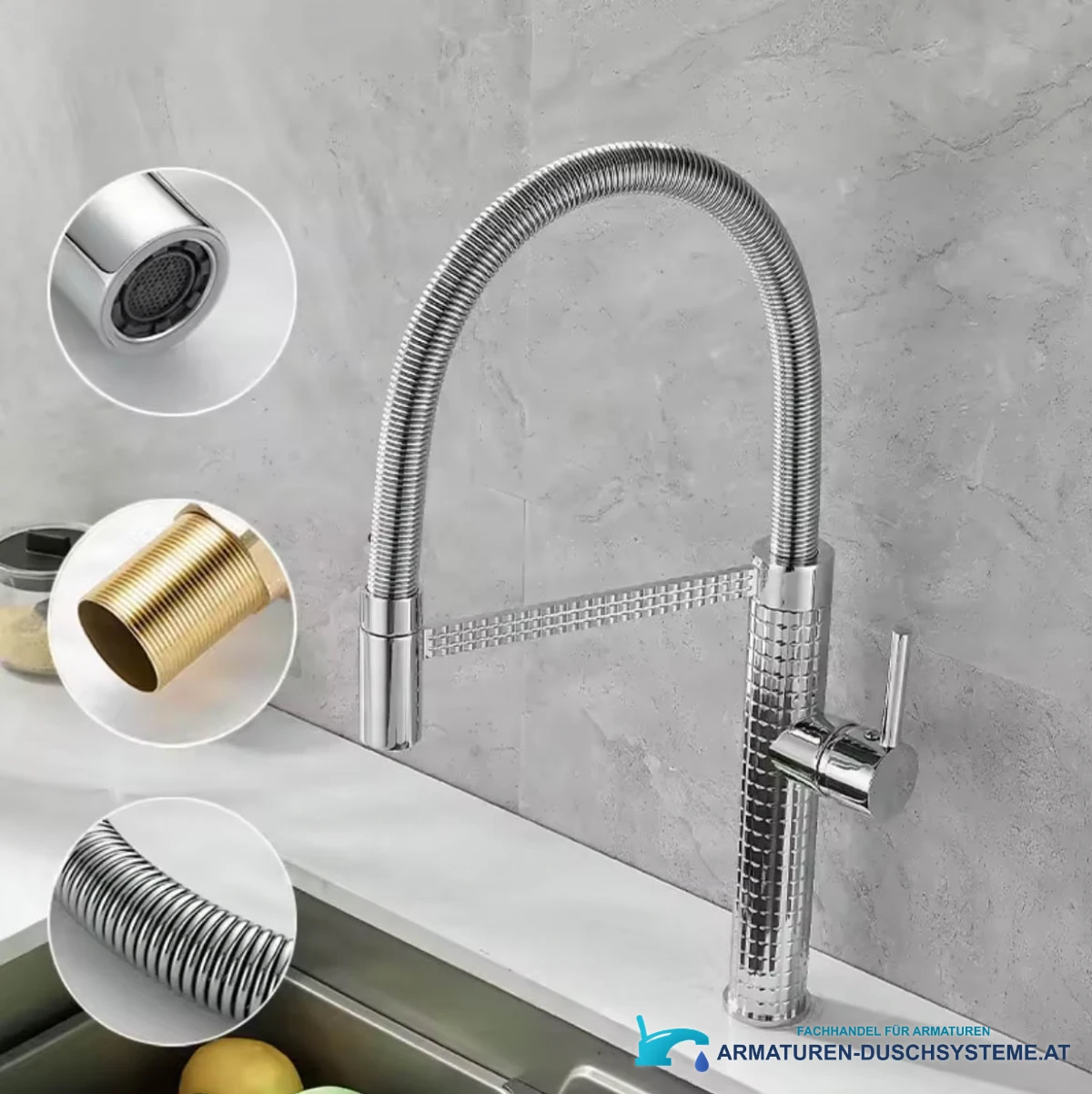 Elegante Küchenarmatur KS1220 in glänzendem Chrom
