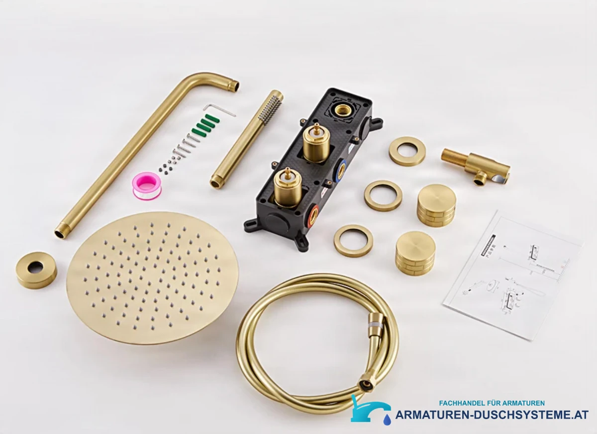 Unterputz-Duschsystem ELITE EDITION BCS1343 mit Kopf- und Handbrause in gebürstetem Gold