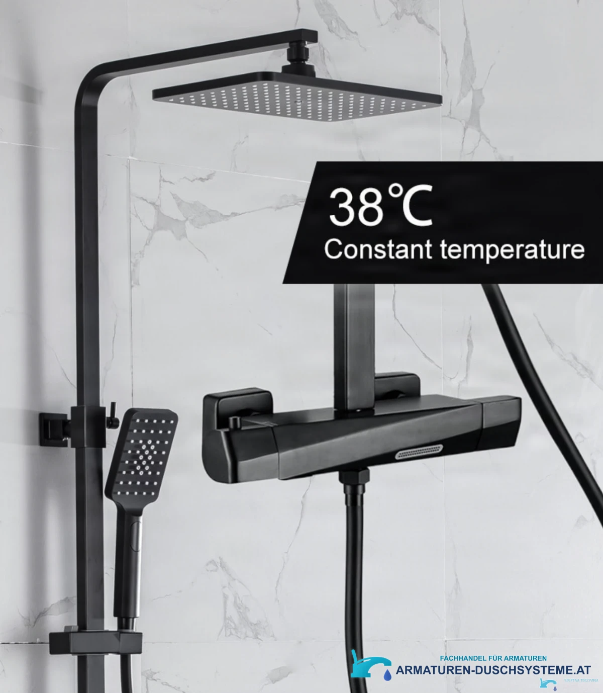 Temperaturregelung des Aufputz-Thermostat-Duschsystems EYN TB1751 bei 38 °C