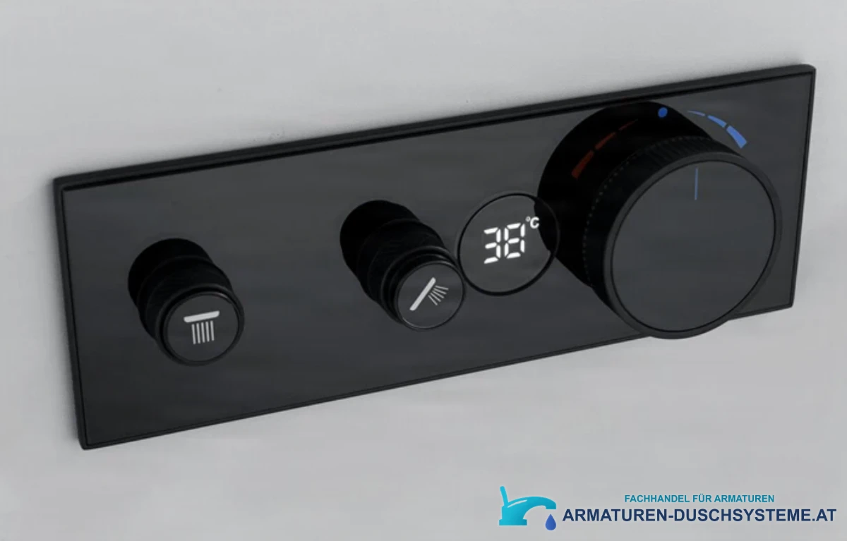 Luksuzni Termostatski Podometni Tus Sistem Elite Edition Bcs1603 Z Zaslonom Premium Linija Dva Izliva Crna 11