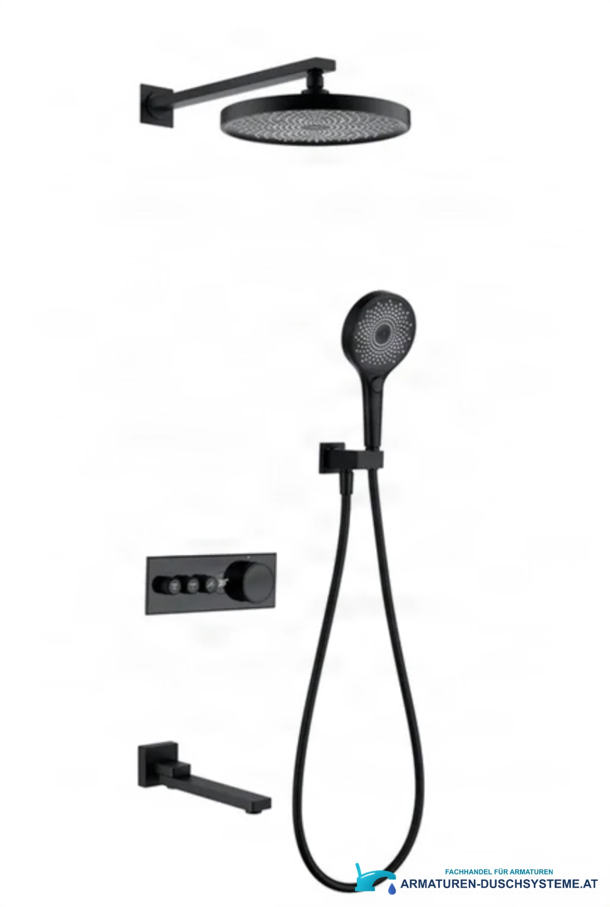 Luxus-Thermostat-Duschsystem ELITE EDITION BCS1603 — Komplettansicht mit Wannenauslauf
