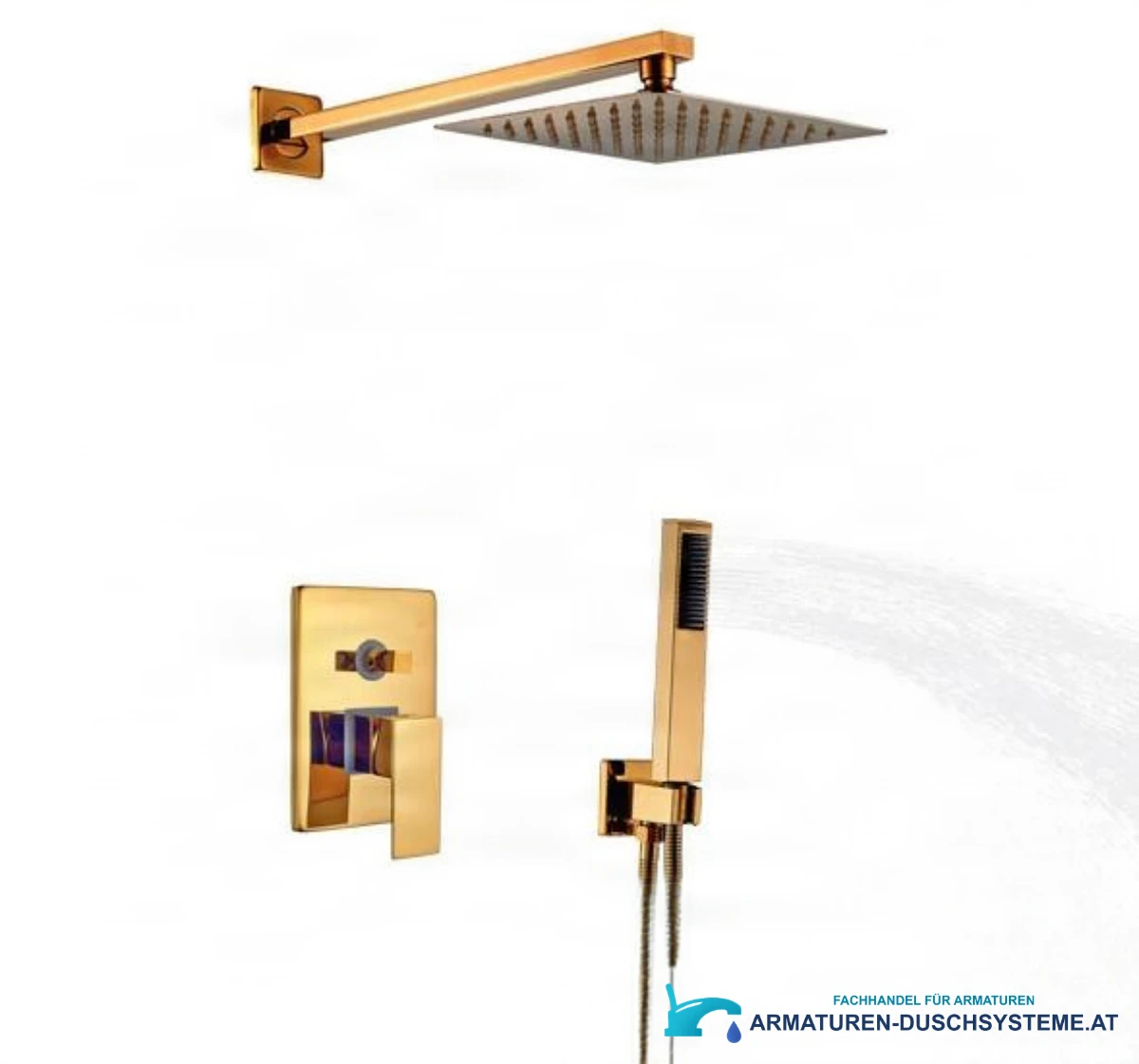 Goldenes Unterputz-Duschsystem PT23491 in glänzendem Goldfinish