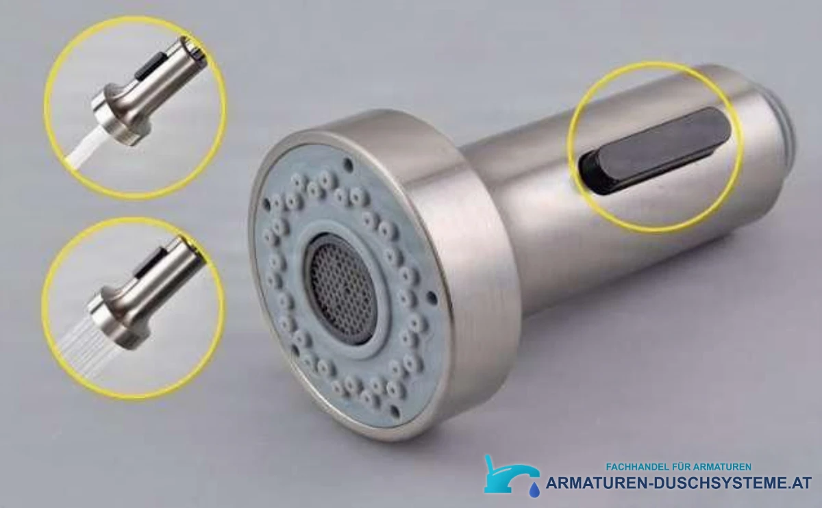 Funktionen des ausziehbaren Ersatzbrausekopfs DEL1413 für Küchenarmaturen: zwei Strahlarten