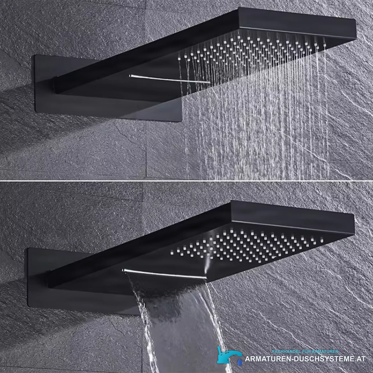 Detail der Regen- und Wasserfallauslässe des Duschsystems ELITE EDITION BSC1682