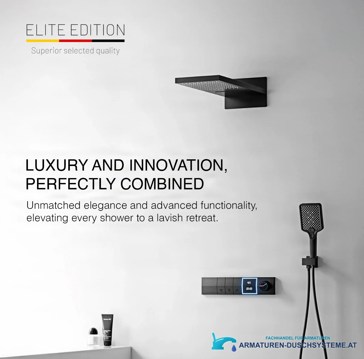 Luxuriöses intelligentes Unterputz-Duschsystem ELITE EDITION BCS1050 in Mattschwarz