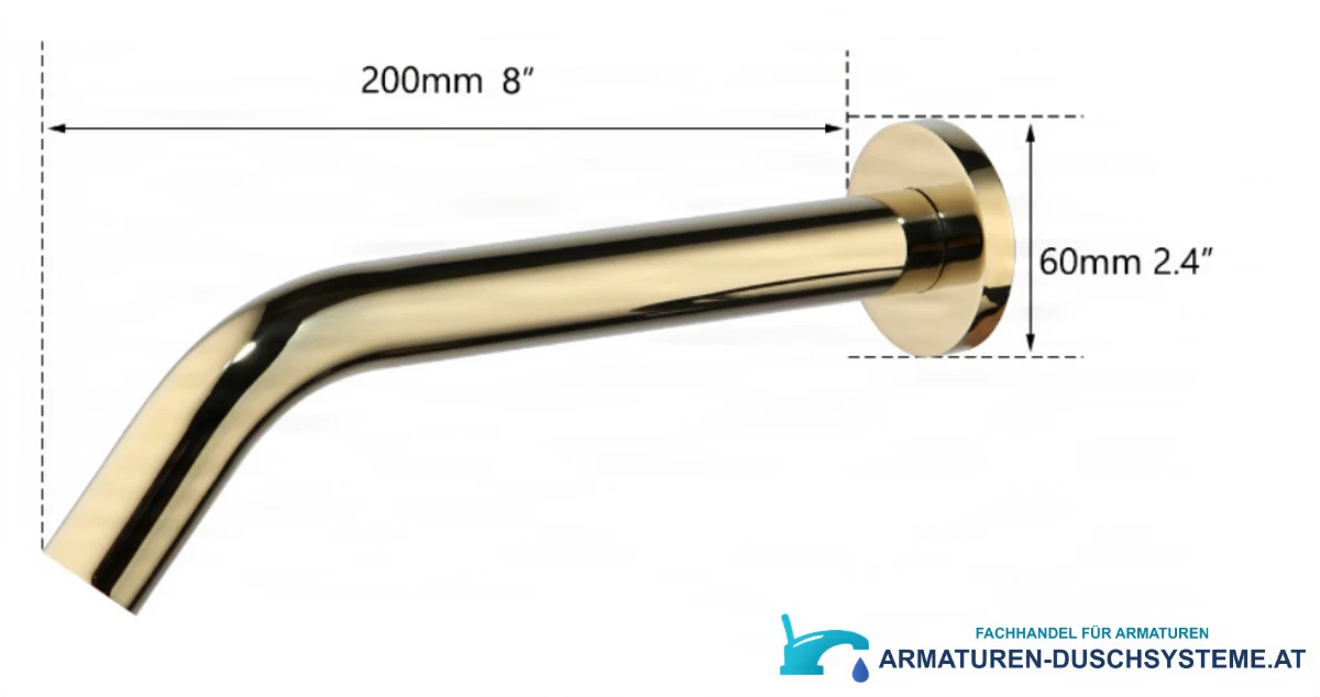 Spezifikationen der Sensor-Wandarmatur BWS1254: 200 mm Ausladung, Rosette Ø 60 mm