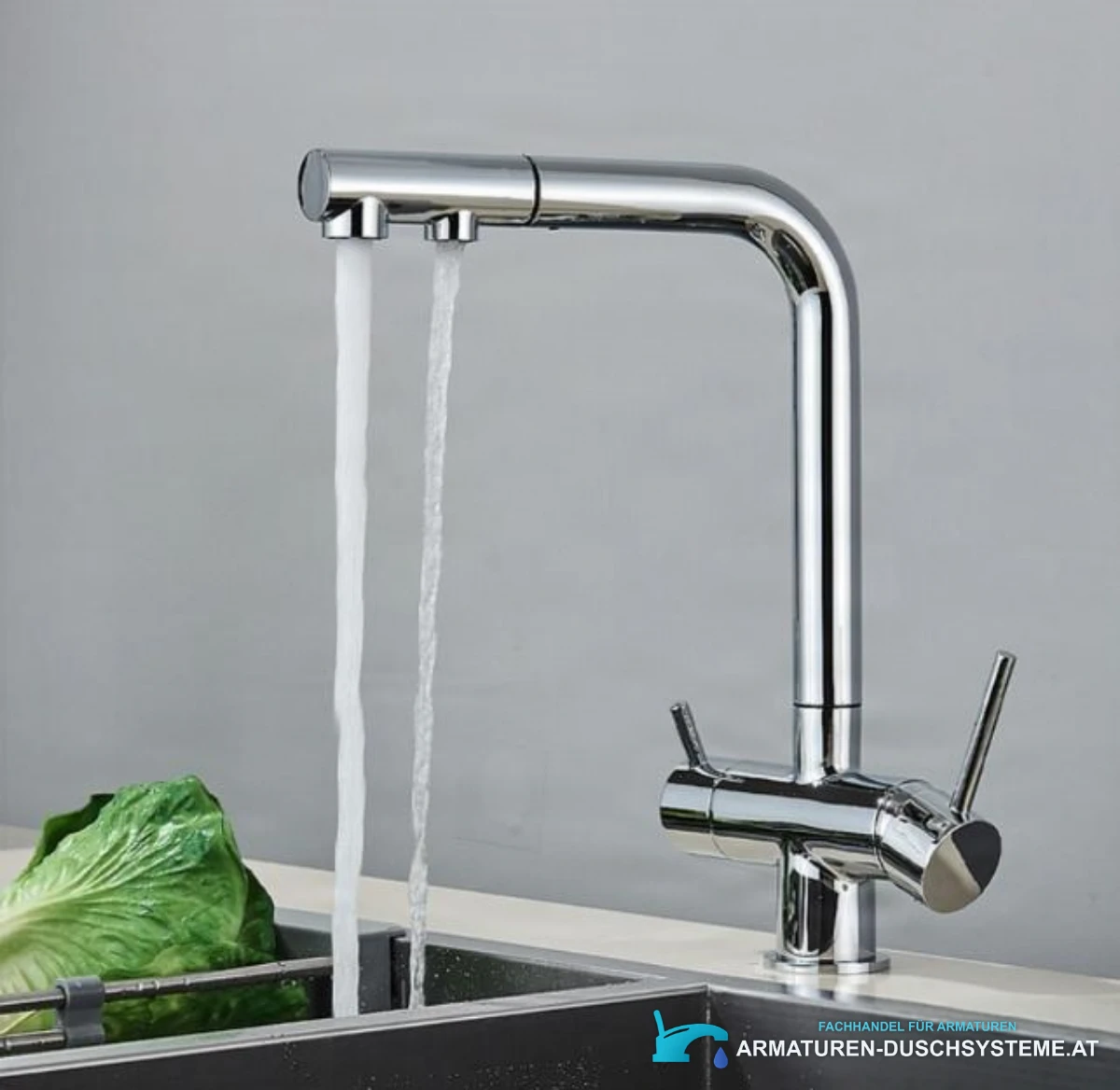 Küchenarmatur für Filteranschluss KA1651 in Chrom mit zwei Wasserstrahlen
