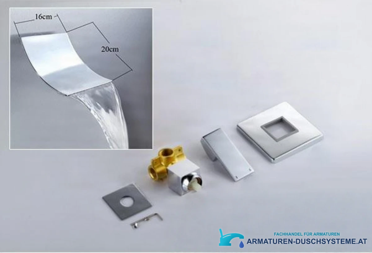 Unterputz-Duschsystem mit Wasserfallfunktion PT61219 in gebürsteter Silberoptik