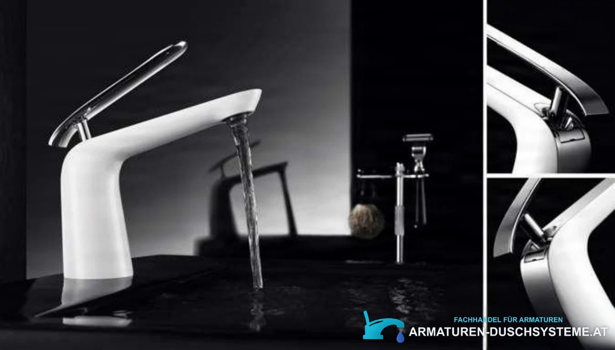 Weiße Badarmatur für Waschbecken und Bidet woo-6963 in Weiß mit Chromdetails