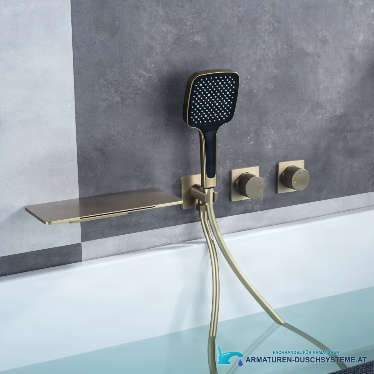 Unterputz-Badewannenarmatur ELITE EDITION BSC1669 mit LED in Champagnergold gebürstet