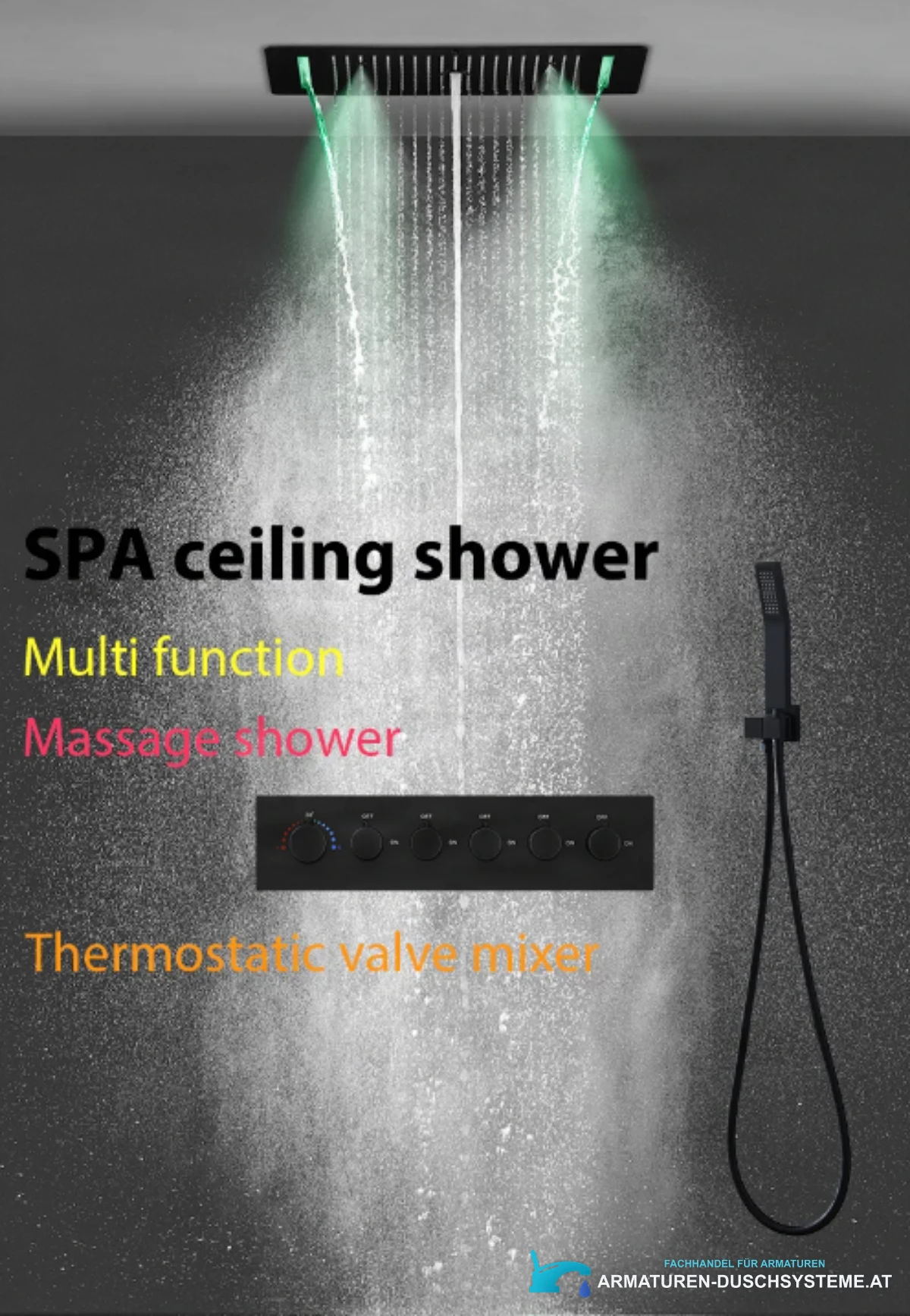 Innovatives Unterputz-Duschsystem mit Spa-Funktion BCS1557 in Mattschwarz