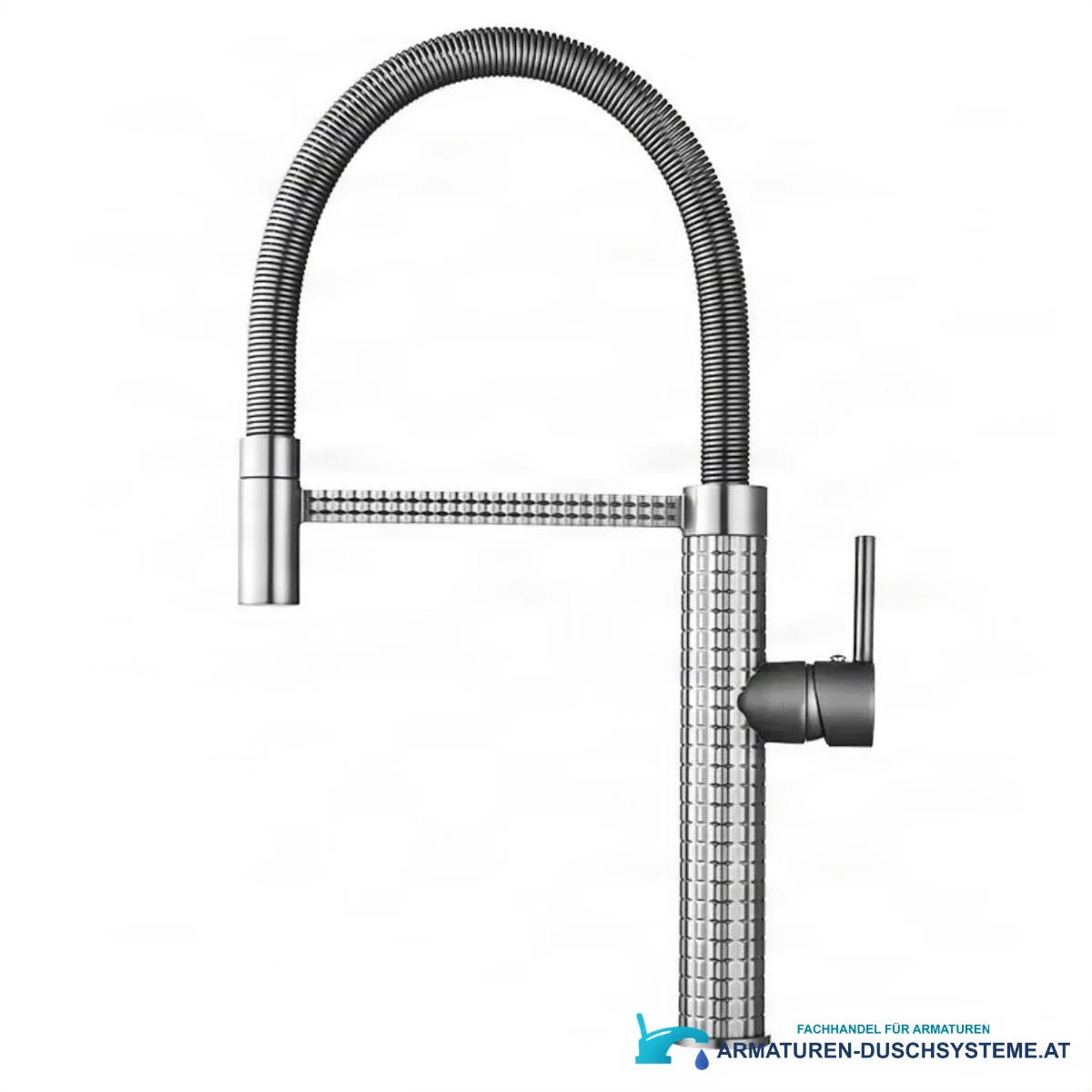 Eleganz-Küchenarmatur KS1220 mit verchromtem Körper und dunklem Federbogen