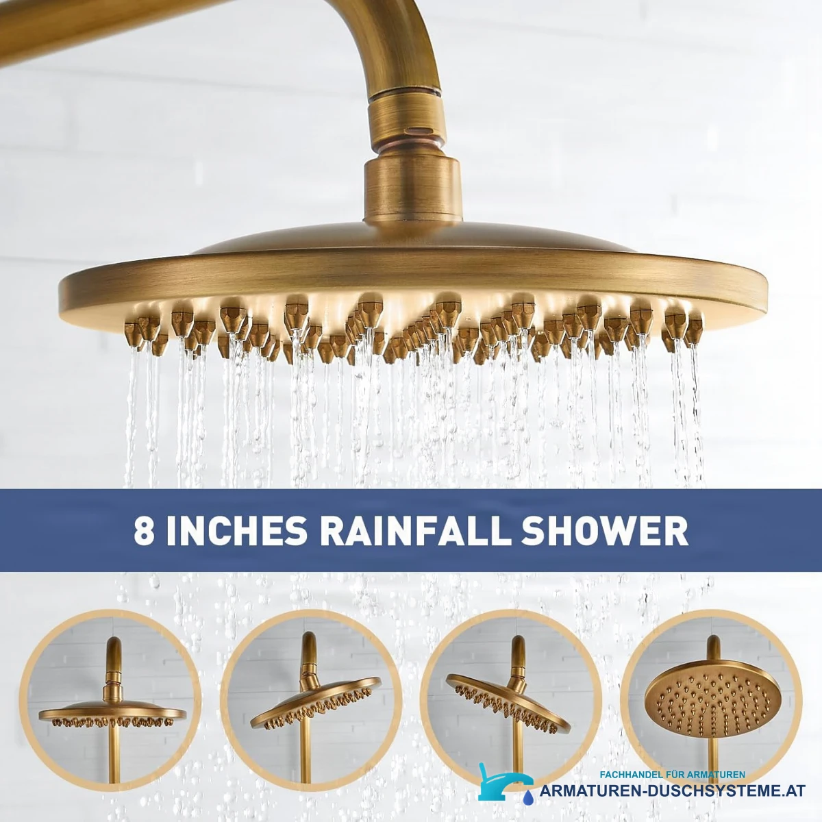 Spezifikationen des Duschesystems ELITE EDITION BSE1508: schwenkbare 8-Zoll-Regendusche