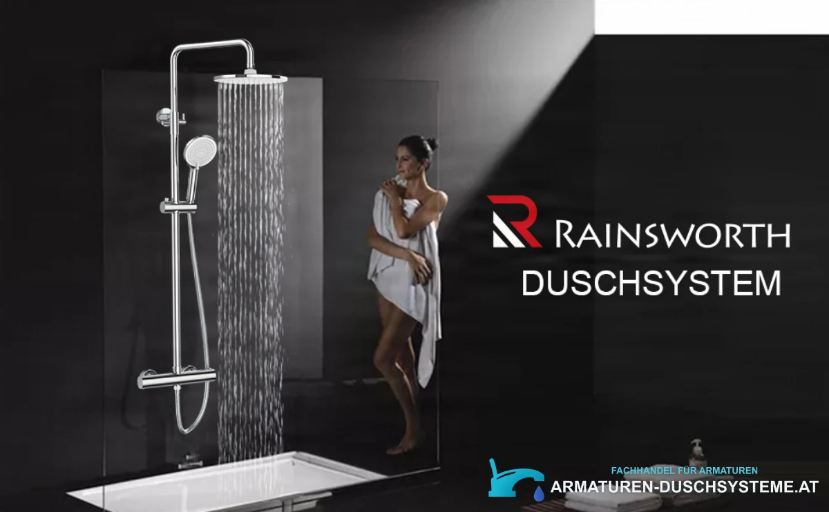 Rainsworth-Duschsystem ELITE EDITION BSE1603 im Einsatz in einer modernen dunklen Dusche