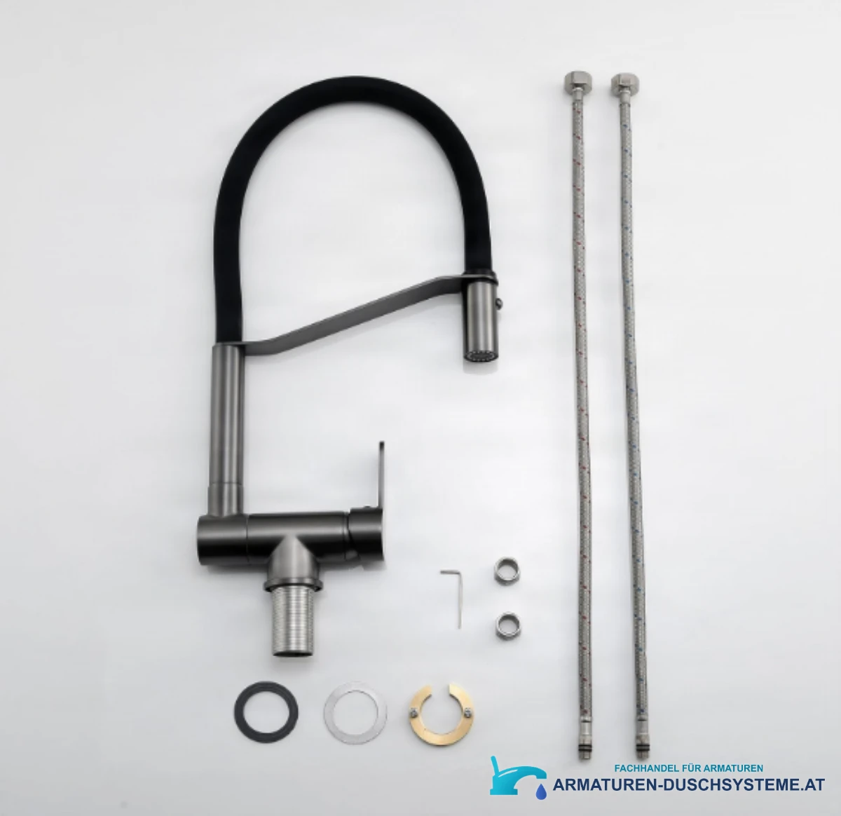 Klappbare Küchenarmatur ELITE EDITION KW1202 mit Anschlussschläuchen und Montagematerial