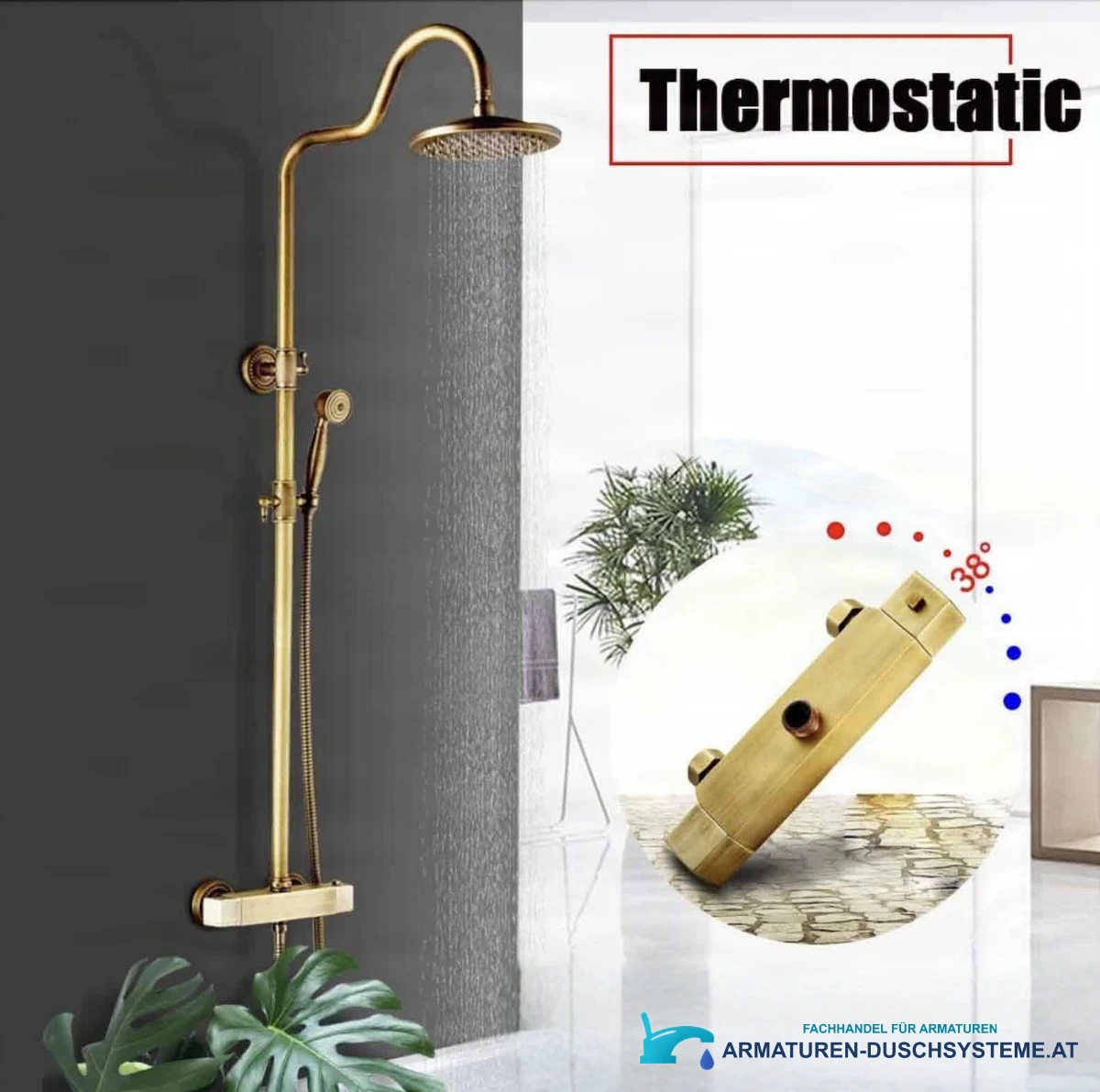 Antike Duschsäule EYN ATS1206 mit Regendusche und Handbrause