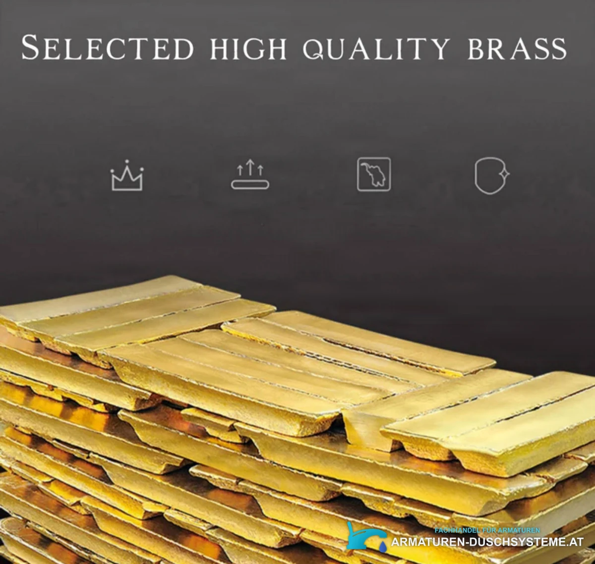 Materialhinweis zum Aufputz-Duschsystem ELITE EDITION BSE1419: ausgewähltes Messing