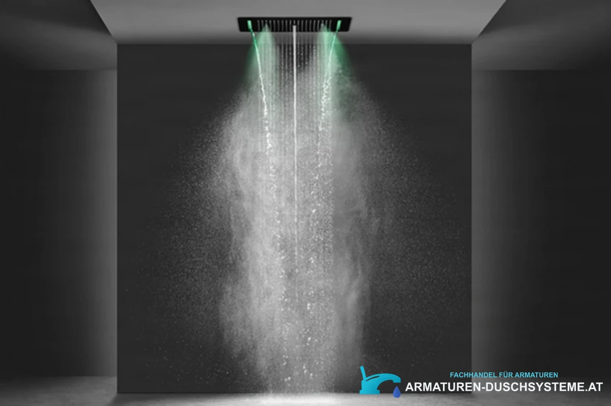 Unterputz-Duschsystem BCS1557 im Einsatz: Deckeneinbau mit Wasserregen und Sprühnebel