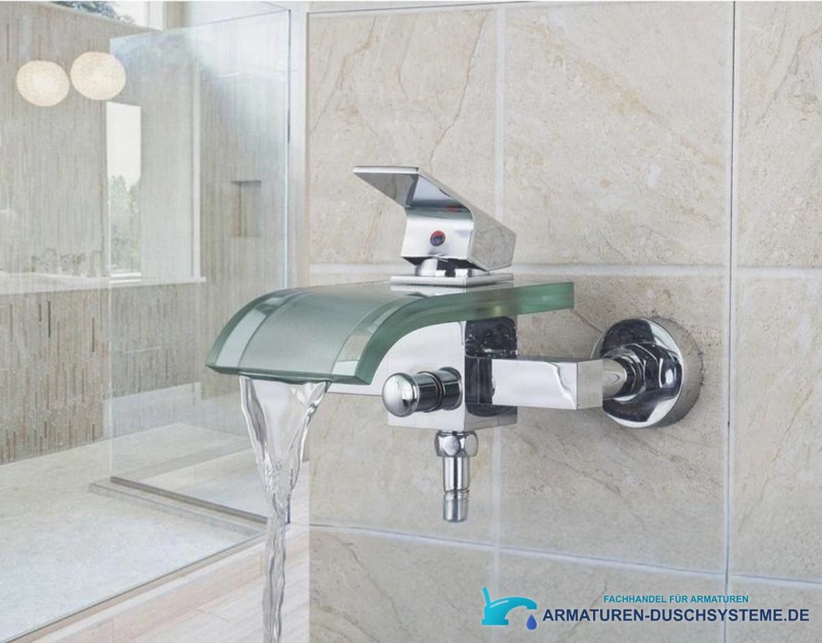 Wand-Badewannenarmatur EYN SAK4783 in Chrom mit Glas-Wasserfallauslauf