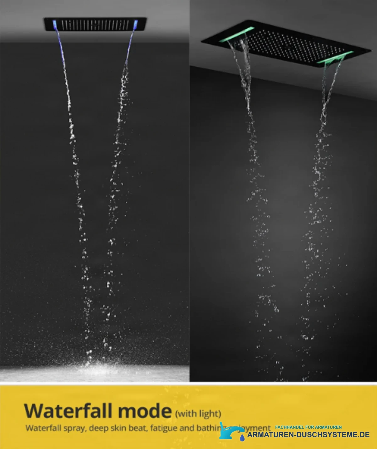 Unterputz-Duschsystem BCS1557 — seitlicher Wasserfallmodus mit Licht