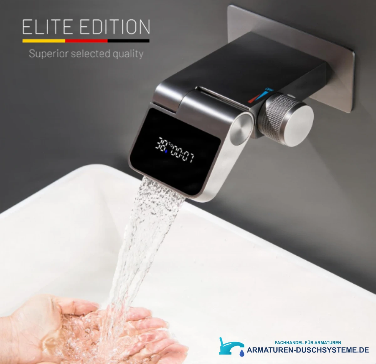 ELITE EDITION Wandarmatur BSW1500 mit Klappauslauf in graphitgrau satinierter Metalloptik