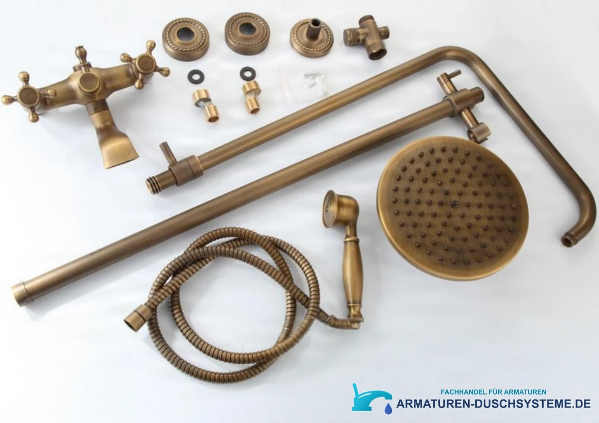 Duschsystem im Antikstil NSB76437 mit antikem Messingfinish