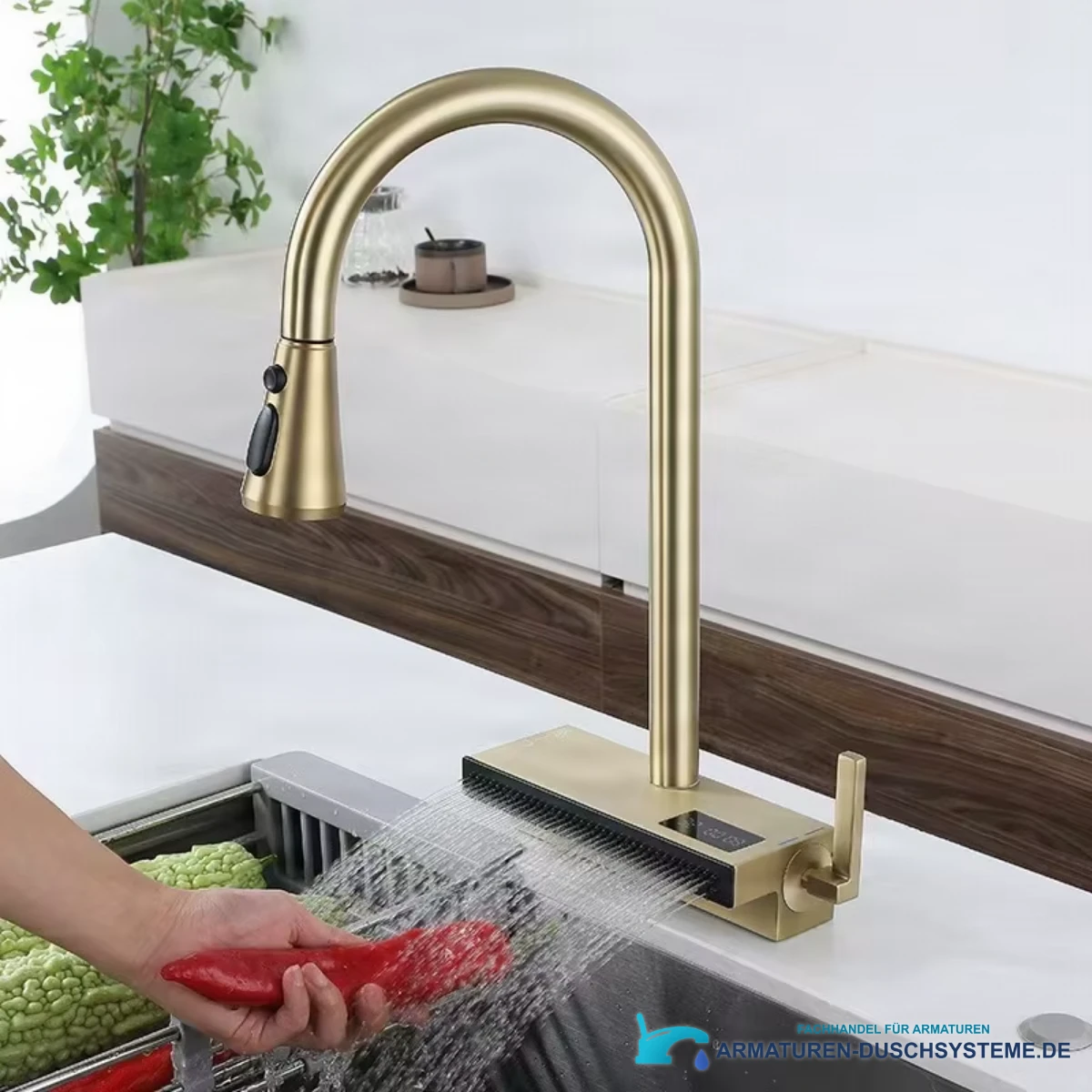 Küchenarmatur ELITE EDITION KFS1442 gebürstete Goldausführung mit Ausziehbrause