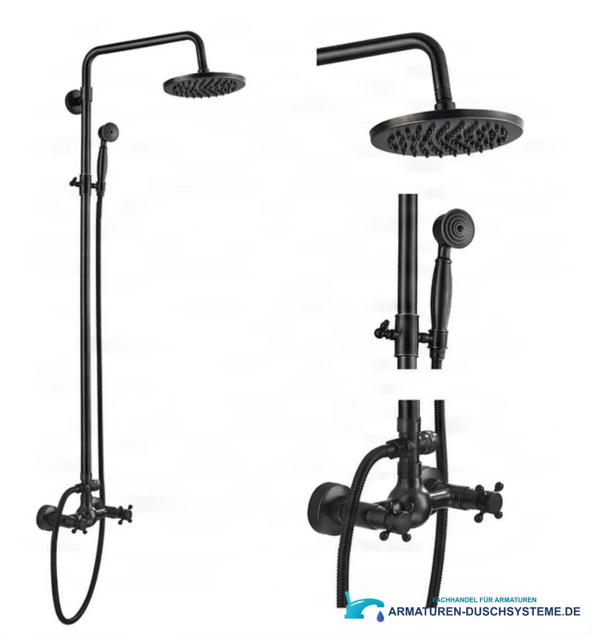 Aufputz-Duschsystem TN1700 mit LED in Mattschwarz