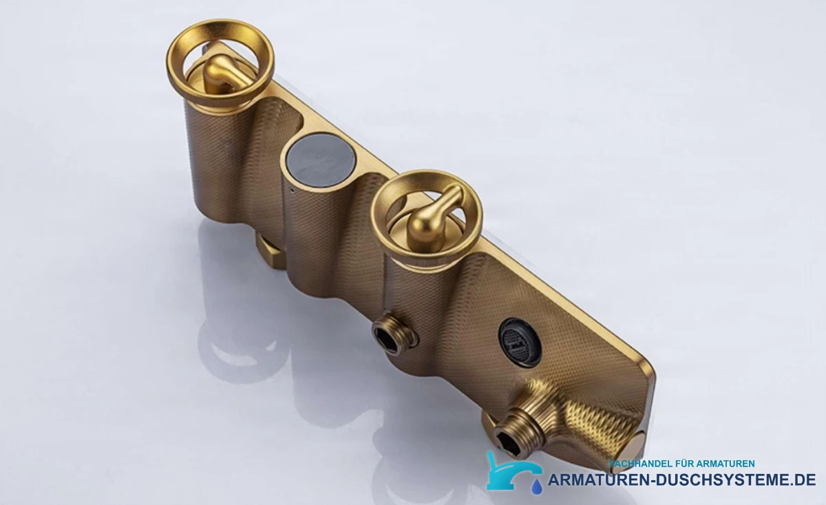 Thermostatische digitale Duscharmatur ELT1104 mit Regenduschsystem in gebürstetem Gold