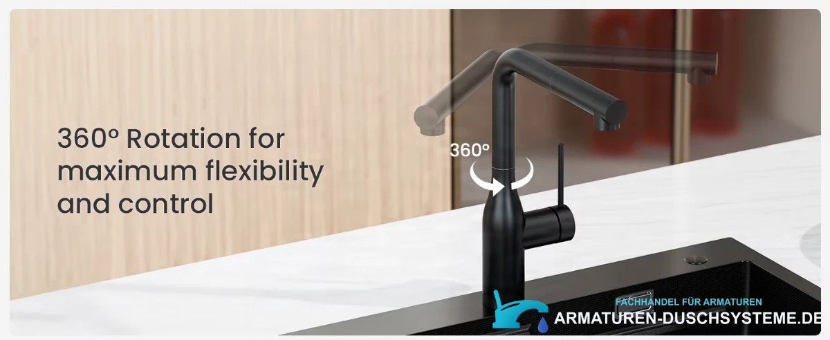 Funktionen der CECIPA MAX Küchenarmatur ELITE EDITION KF1699: um 360 Grad schwenkbarer Auslauf