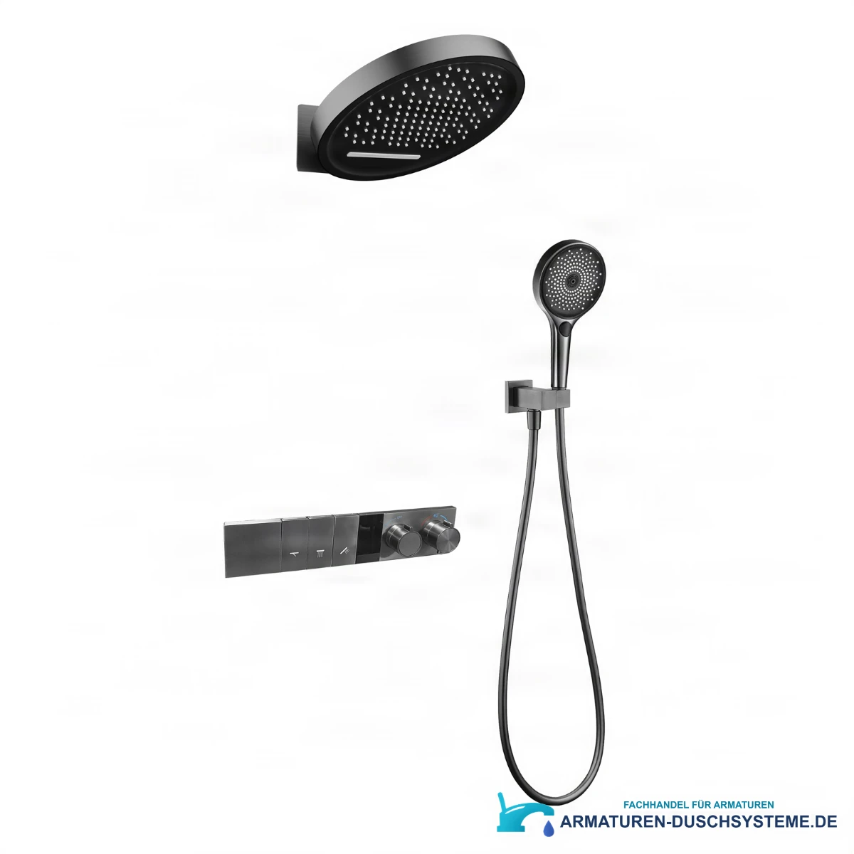 Unterputz-Duschsystem ELITE EDITION BSC1305 mit Kopfbrause, Handbrause und Bedienfeld in Graphit