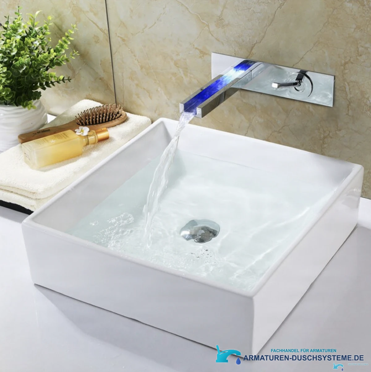 LED-Wand-Wasserfallarmatur WLED1454 in Chrom