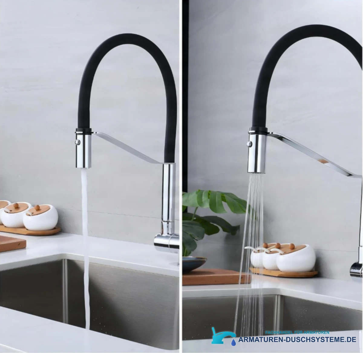 Küchenarmatur ELITE EDITION KW1202 mit flexiblem Auslauf und zwei Strahlarten