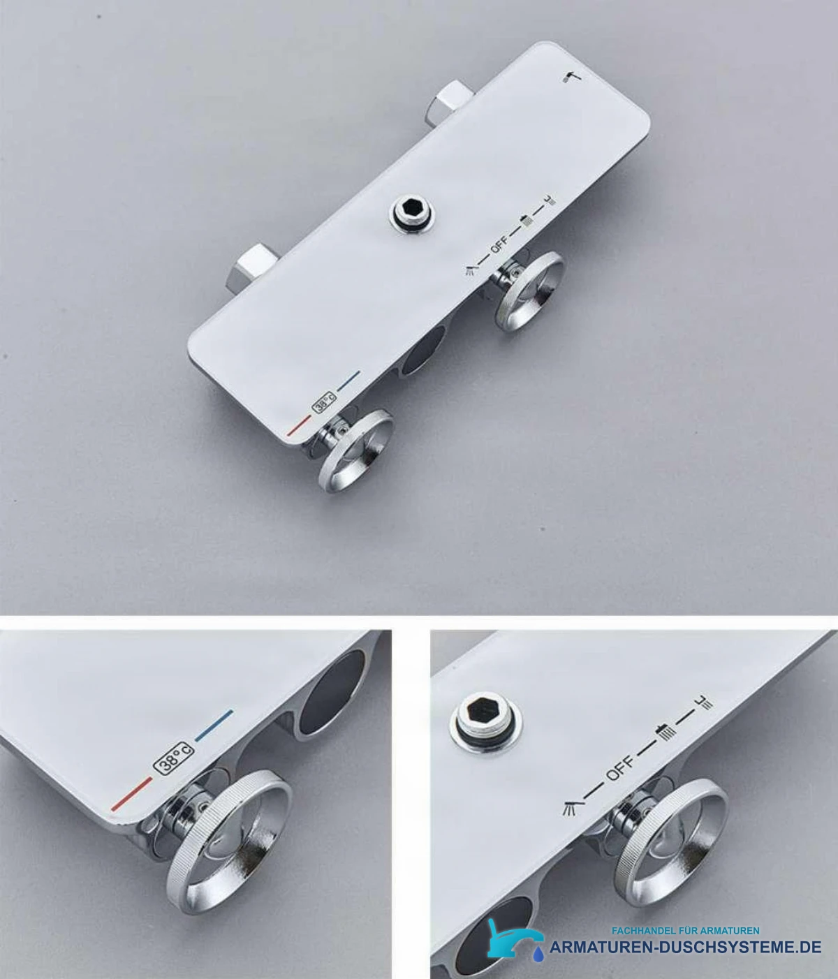 Detail Bedienleiste Thermostat-Duschsystem ELT1104 mit Funktionssymbolen