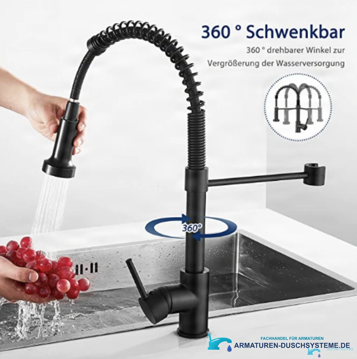 Niederdruck-Küchenarmatur für Warmwasserspeicher NT1437 in Mattschwarz