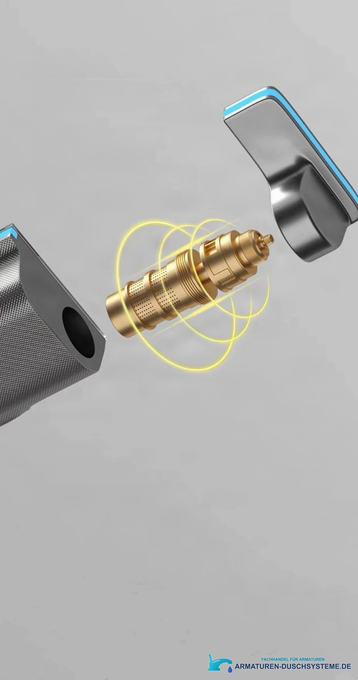 Detail der Messingkartusche des Aufputz-Duschsystems BSE1307