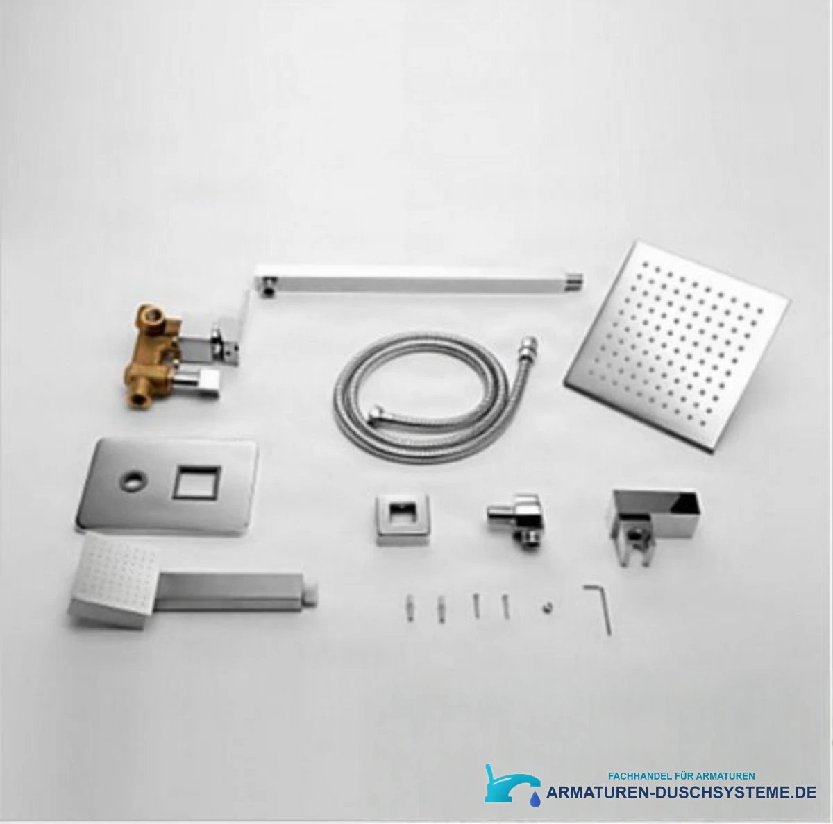 LED-Unterputz-Duschsystem woo-2436 mit Kopfbrause, Handbrause und Armatur