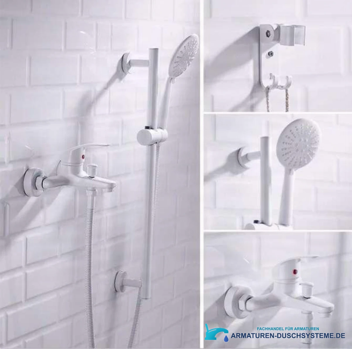 Weiße Badewannenarmatur mit Handbrause BKP1457 in Weiß