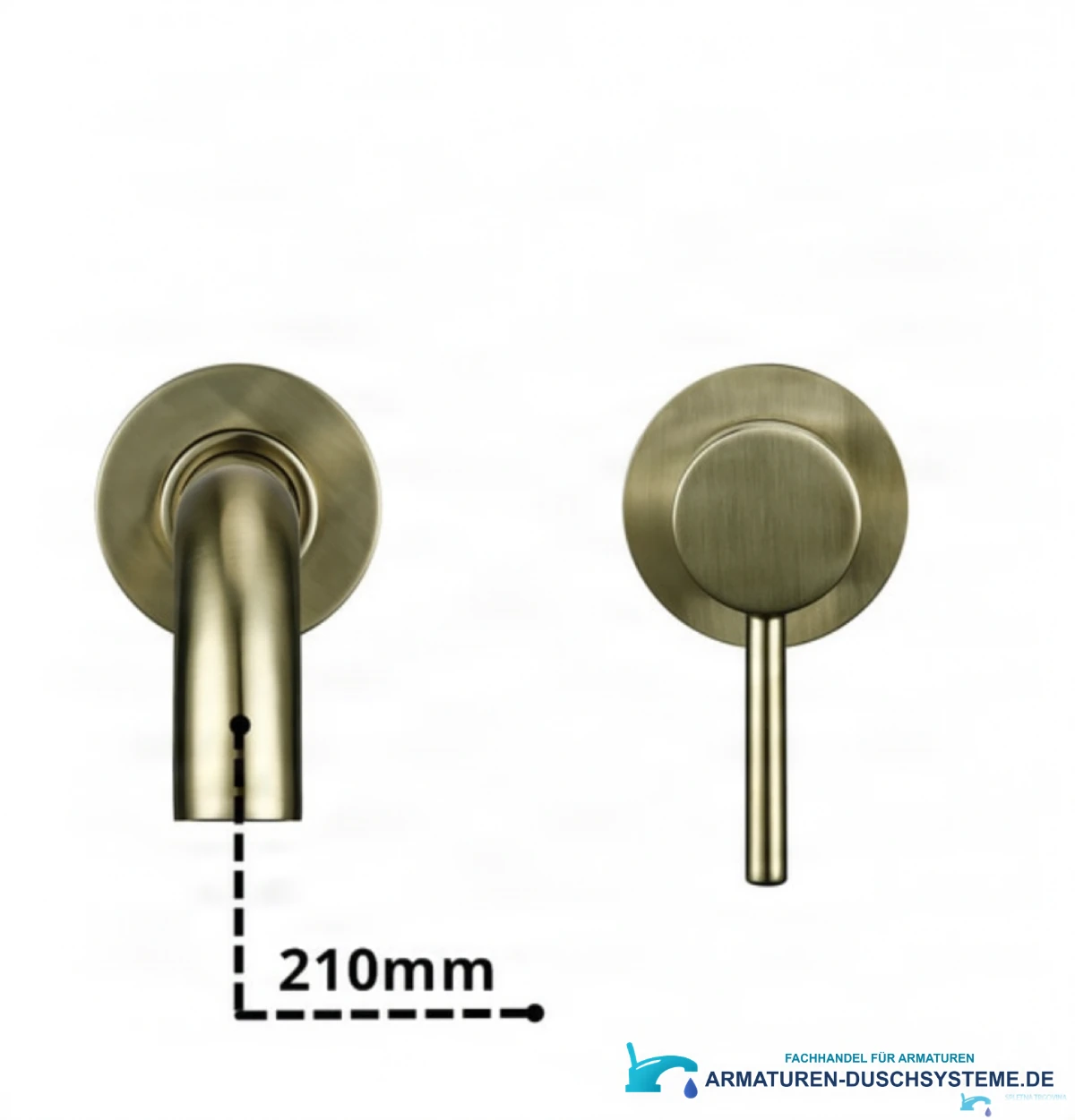 EYN Wand-Badarmatur BGW1644 in gebürstetem Antikgold mit 210-mm-Auslauf