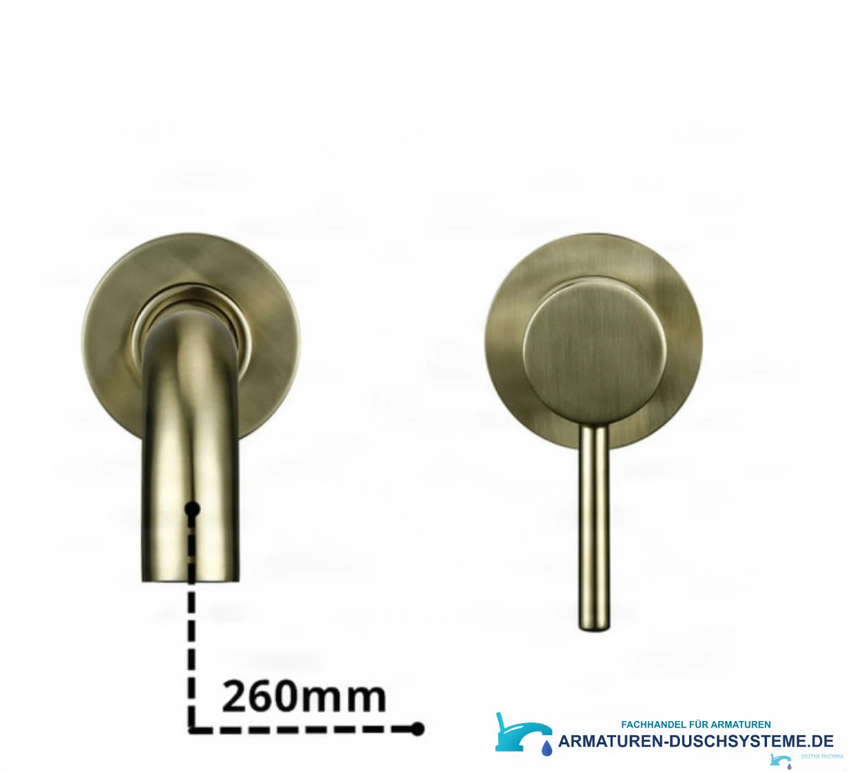 Technische Ansicht der Wand-Badarmatur EYN BGW1644 mit 260 mm Ausladung