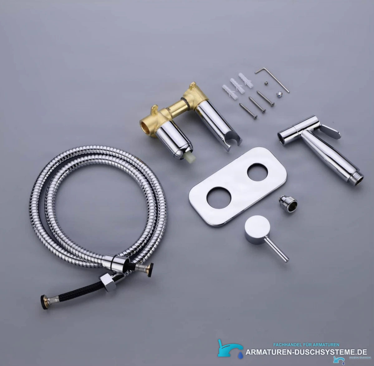 Unterputz-Wandarmatur für Bidet BB1637 als Set mit Handbrause und Schlauch