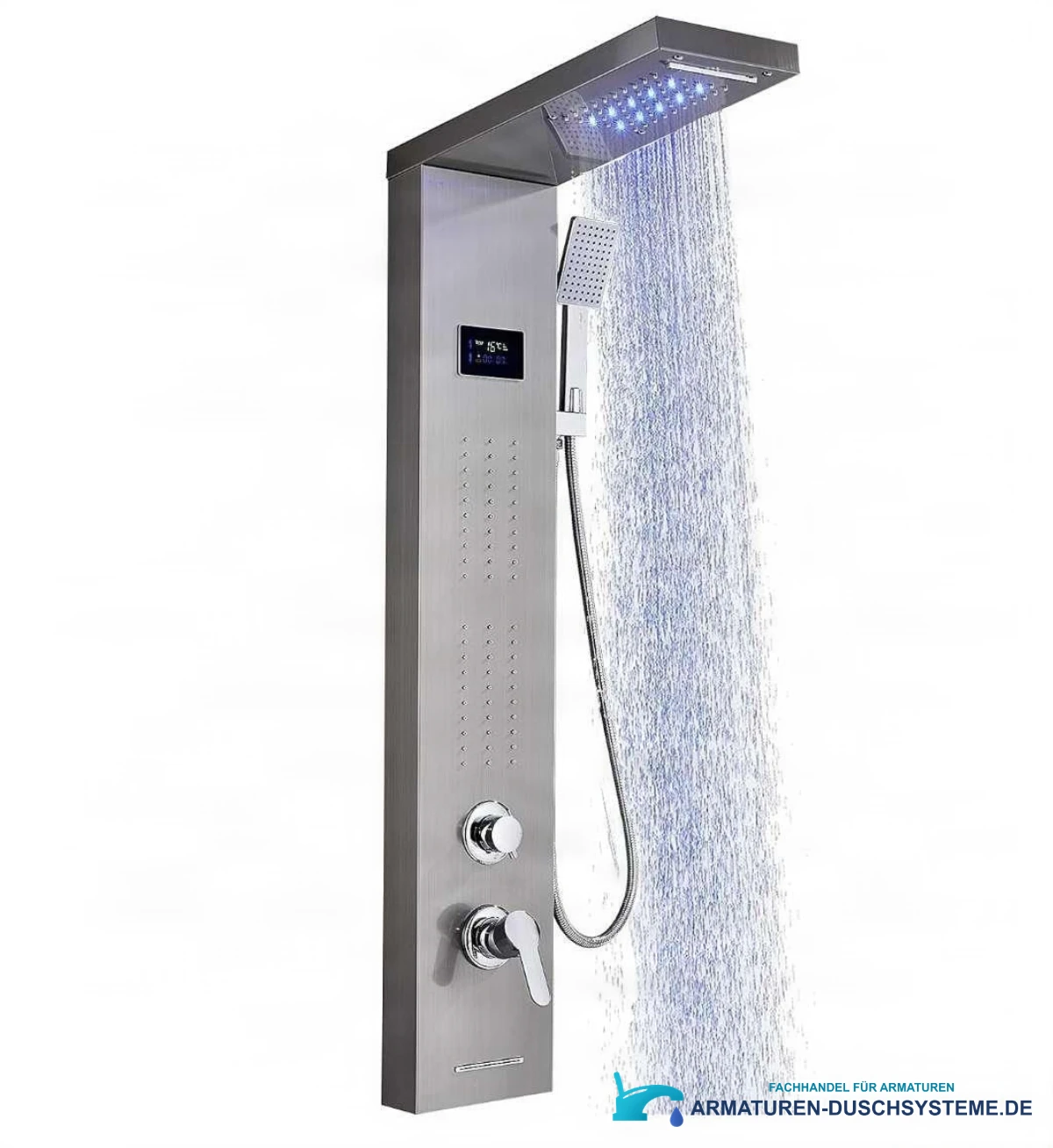 Luxus LED-Duschpaneel BSP1912 in gebürstetem Silber