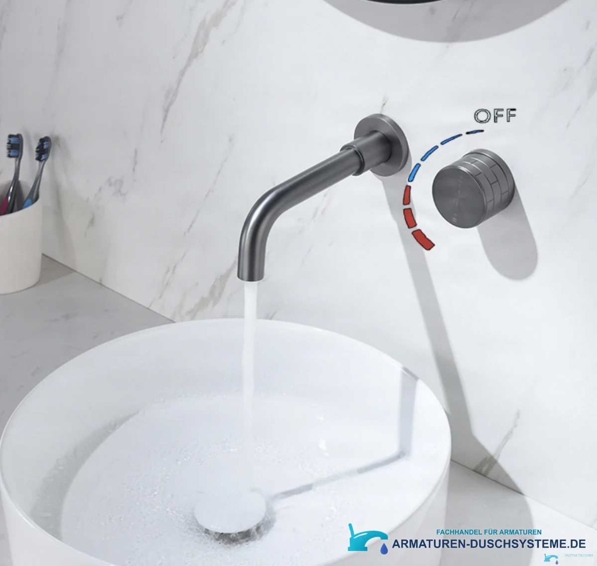 Bedienhinweise zur Unterputzarmatur ELITE EDITION BSW1447: Warm, Kalt und Aus