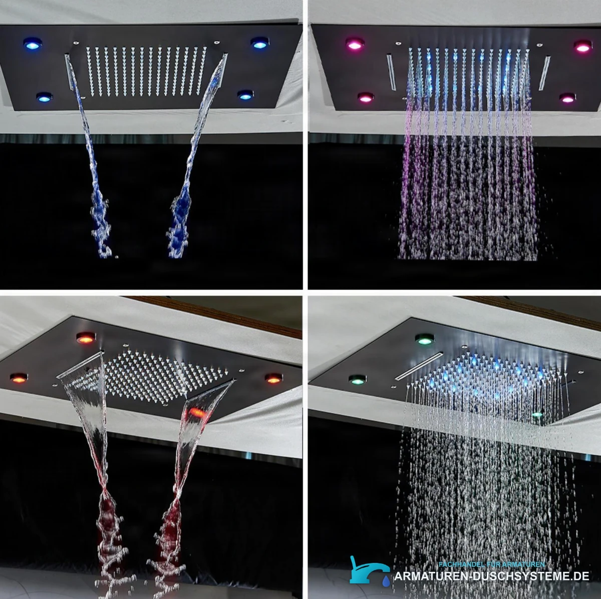 Funktionen des Unterputz-LED-Duschsystems PT8899: Regen- und Wasserfallstrahlen