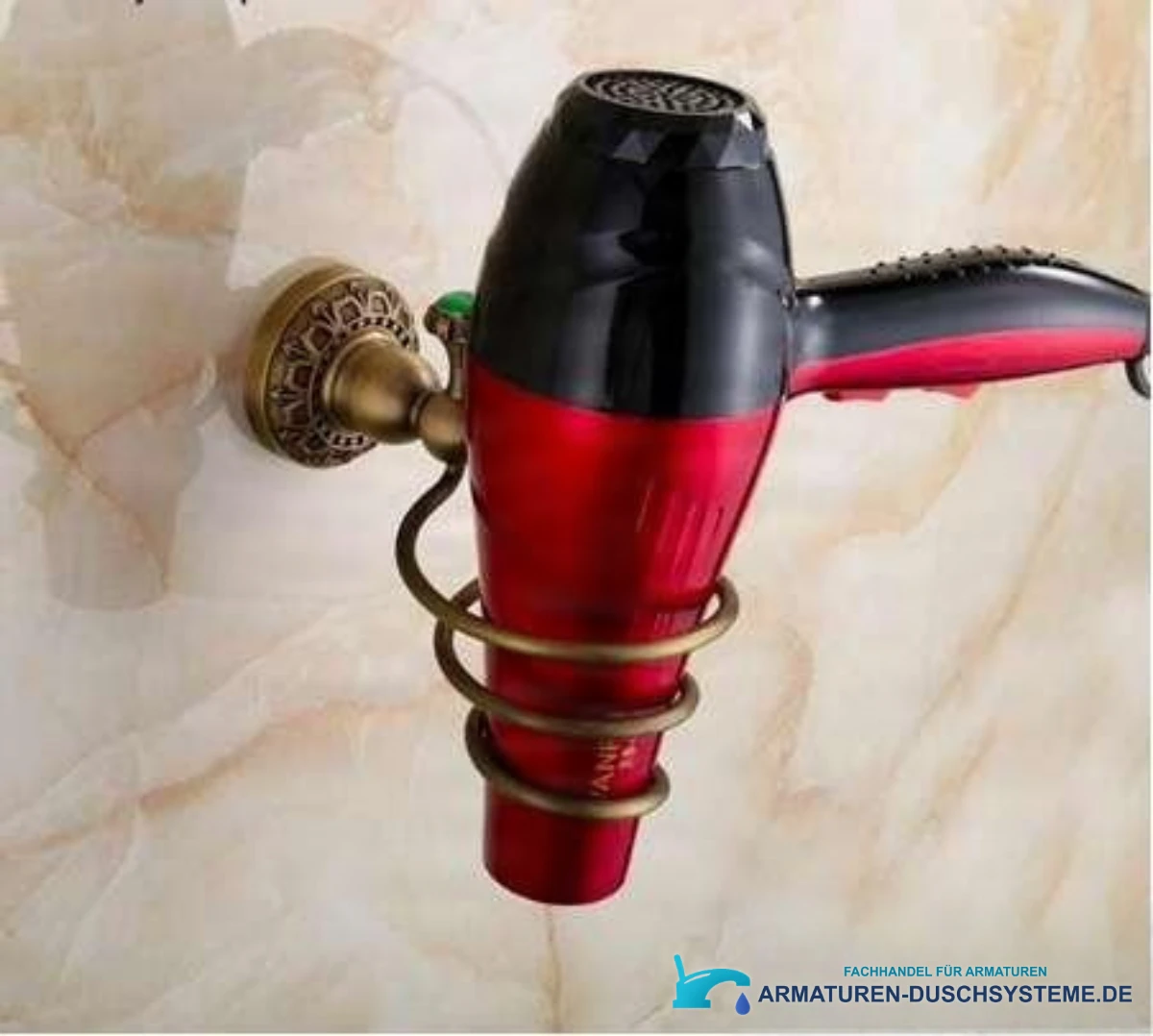 Antiker Haartrocknerhalter DF2247 in antikem Messingfinish